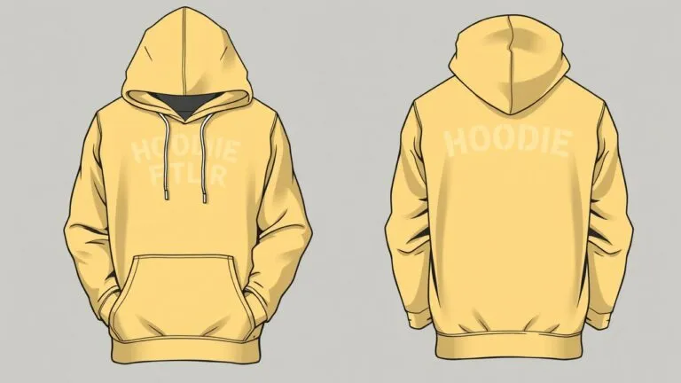 Infographic showing different hoodie fits: oversized, slim-fit, regular/classic, and athletic, with descriptions and styling tips for each. Includes a comparison of men's and women's sizing.
