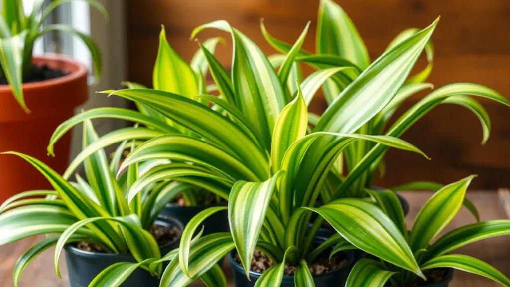 Various types of spider plants, showcasing their unique foliage and growth habits. A guide to spider plant varieties.