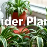 A variety of spider plants, including green, variegated, and curly leaf varieties, displayed in different pots and settings.