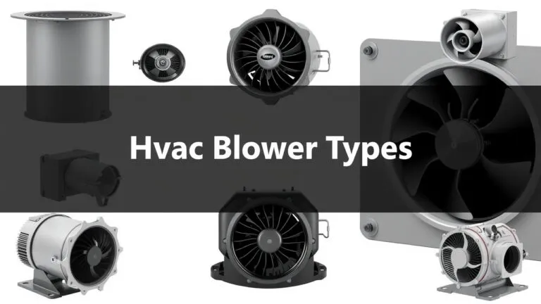 Diagram showing different types of HVAC blowers, including axial and centrifugal fans, highlighting their internal components and airflow patterns.