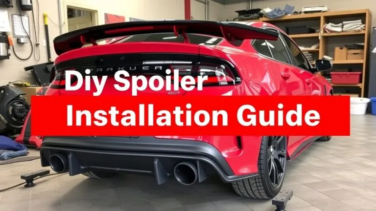 DIY spoiler installation guide showing proper surface preparation, adhesive selection, curing time, material-specific notes for fiberglass and carbon fiber, and maintenance tips for long-lasting results.