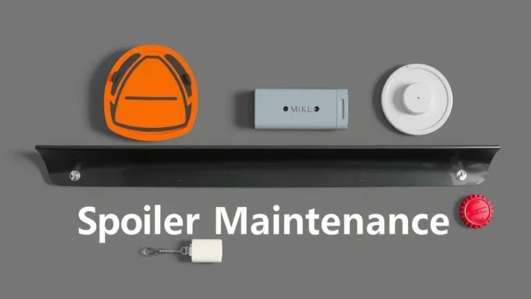 Different spoiler maintenance procedures including inspection, repair and cleaning for cars and aircraft.