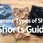 Infographic showing different types of shorts for men and women, including denim shorts, chino shorts, cargo shorts, athletic shorts, and dress shorts
