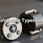 Diagram showing different types of turnbuckles, including right-hand, left-hand, high-strength, and military-grade, with labels highlighting key features and specifications.