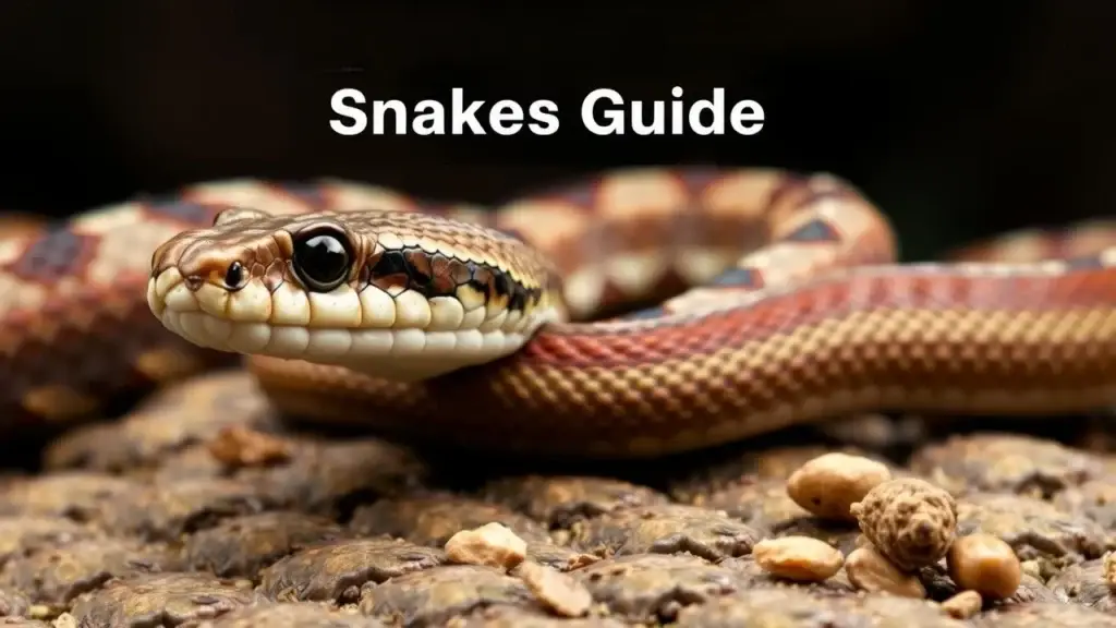 Chart comparing features of harmless and venomous snakes, including head shape, pupil shape, color patterns, and tail shape.