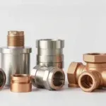 Diagram showing how to install PEX compression fittings, including the compression nut, O-ring, and fitting body.