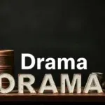 Infographic showing different types of drama genres including tragedy, comedy, melodrama, farce and tragicomedy with their characteristics.