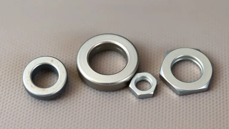 Chart of different lock washer types, sizes, and materials, including spring steel and stainless steel.