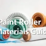 Close-up of various paint roller sleeves showing nylon, polyester, and microfiber textures, ideal for painting projects.