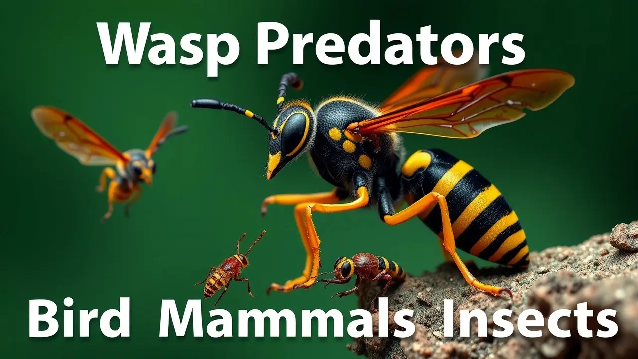 Various wasp predators including birds, mammals, and insects.