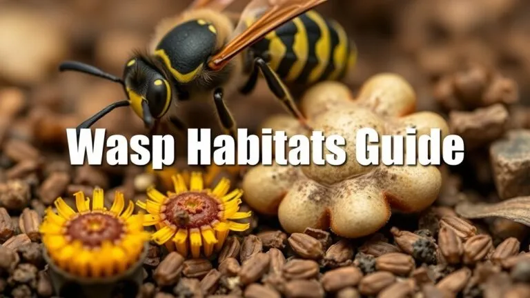 Infographic showing different habitats of solitary and social wasps, including nests, burrows, and cavities.