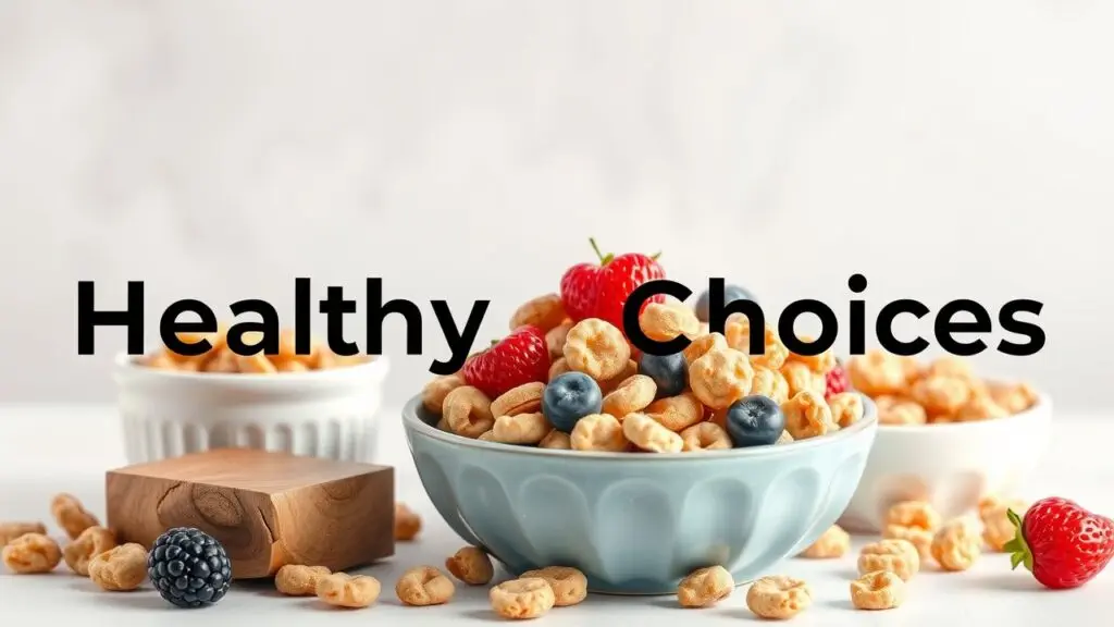 Variety of healthy cereal options in bowls, showcasing different types.