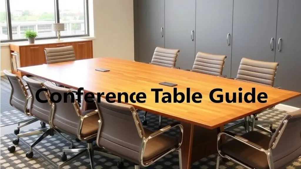 Various types of conference tables in different shapes, sizes, and materials, ideal for offices and meeting rooms.