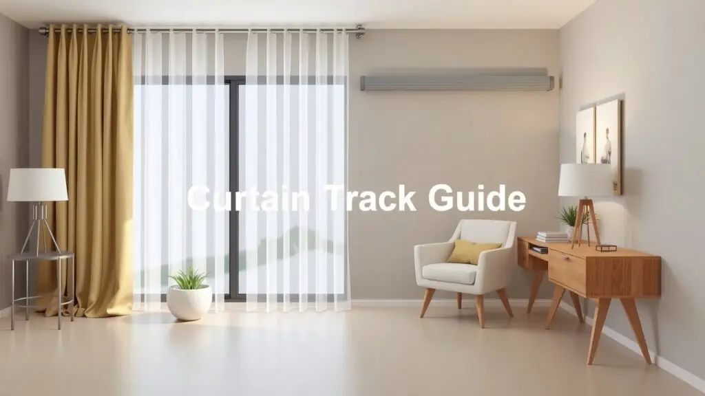 Different types of curtain tracks for home decor, showing wall mounted, ceiling mounted, standard, traverse rod and decorative options.