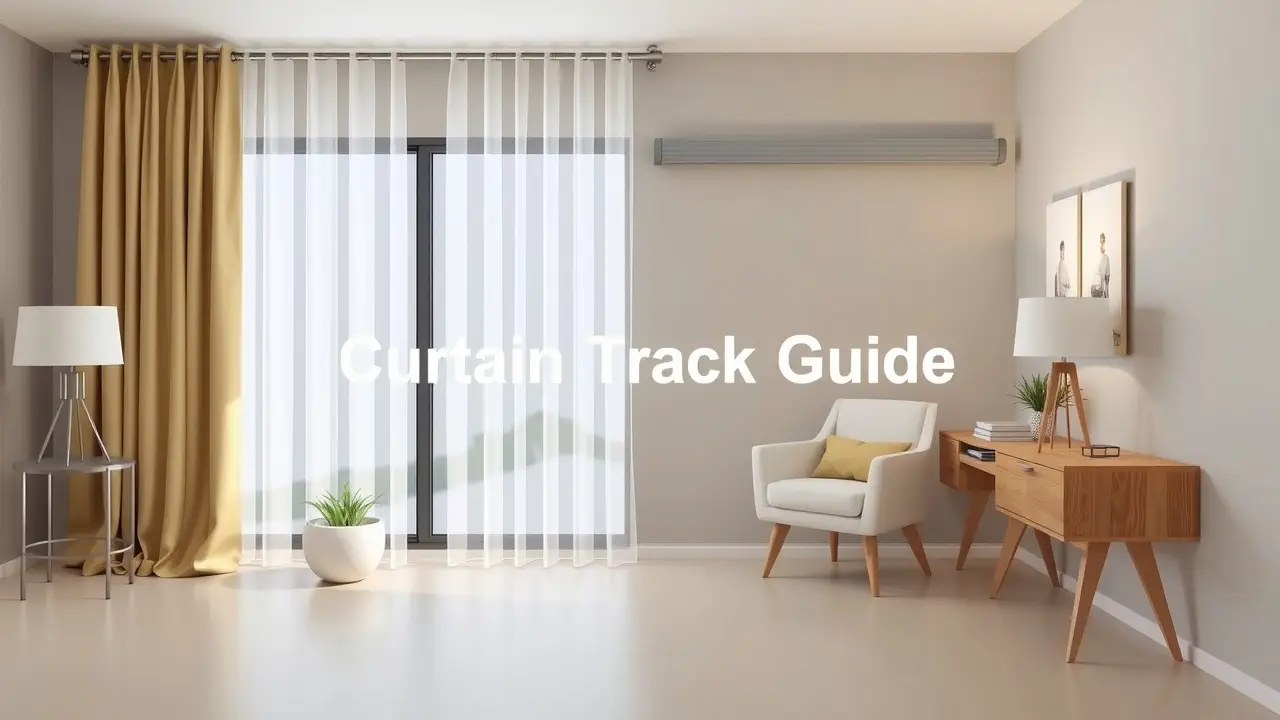 Different types of curtain tracks for home decor, showing wall mounted, ceiling mounted, standard, traverse rod and decorative options.