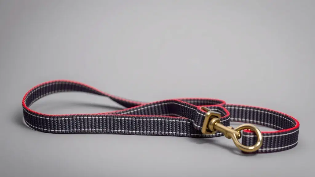A standard nylon dog leash, suitable for everyday walks and basic training.