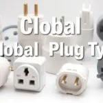 Worldwide electrical plug types and voltage standards: A visual guide showing different plug types used in North America, Europe, UK, Australia, Asia and South America, including Type A, B, C, E, F, G, I and N.