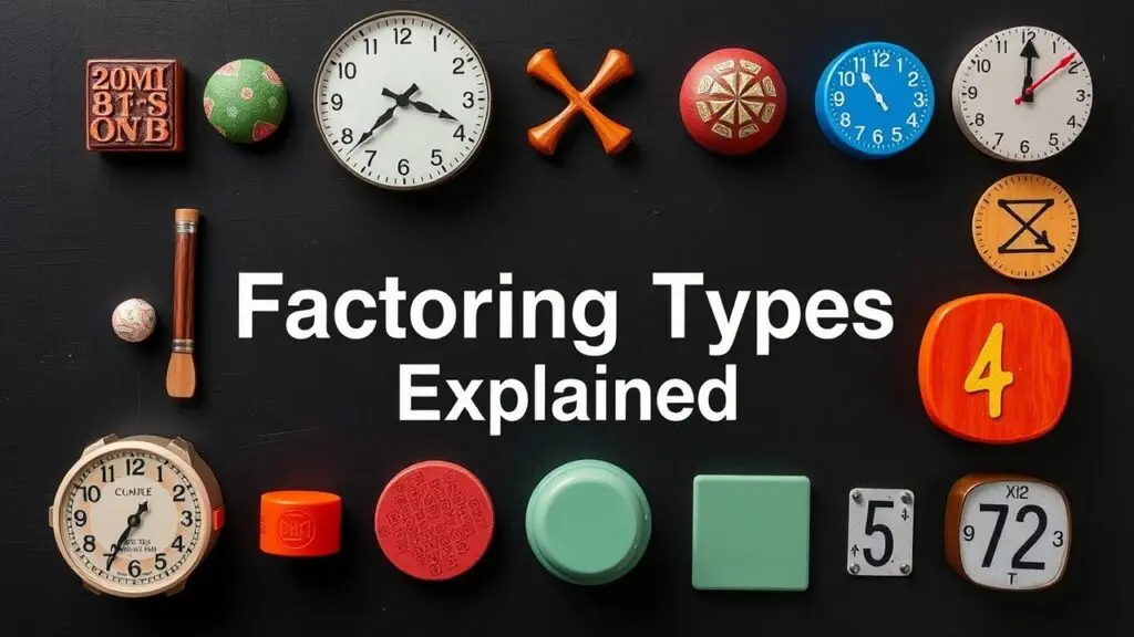 Infographic explaining different types of factoring, including recourse and non-recourse factoring, to improve business cash flow.