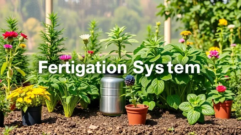 Infographic showing the benefits of using a fertigation system in agriculture, including improved water efficiency, precise nutrient application, reduced labor costs, and enhanced crop yields.