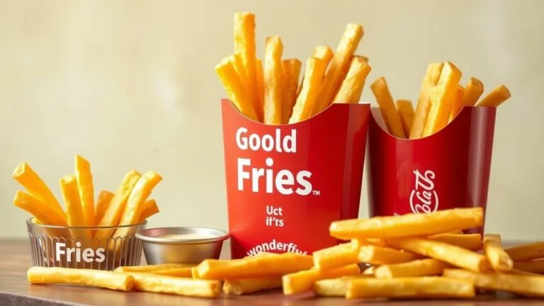 Variety of delicious french fries including classic, crinkle-cut, wedge, and curly fries.