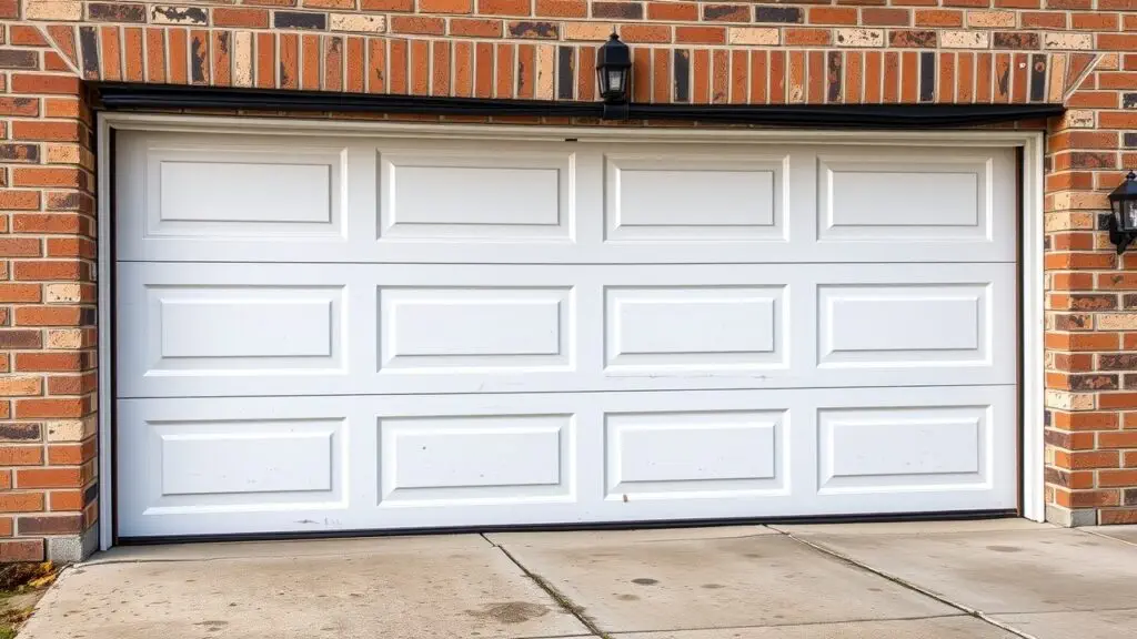 Close-up of foam garage door bottom seal, showing its texture and shape.