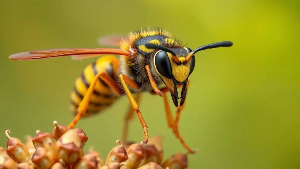 Close-up of hornet showing the detail of its eyes and mandibles.