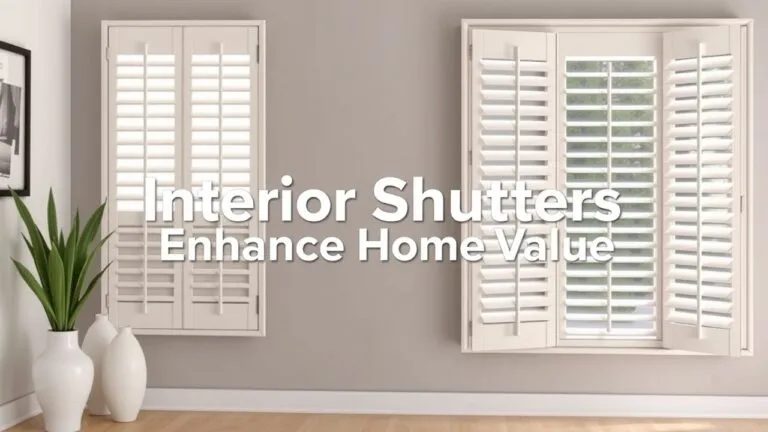 Interior shutters offering light control, privacy, insulation, and aesthetic appeal, enhancing home value and energy efficiency.