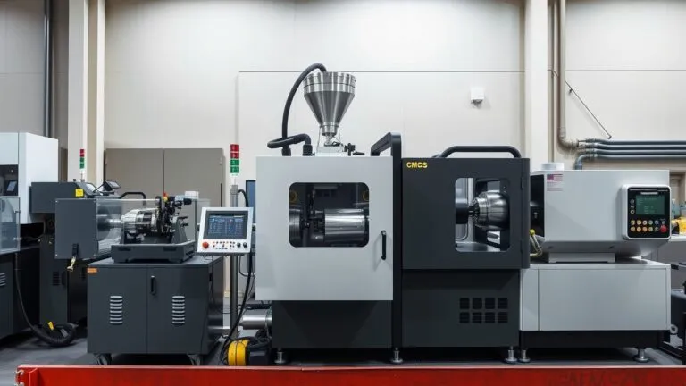 Comparison chart of horizontal vs vertical, two platen vs three platen, hydraulic vs all electric vs servo hydraulic injection molding machines, highlighting advantages and disadvantages of each type.