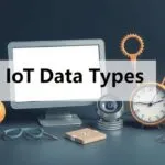 Infographic showing different types of IoT data, including sensor data, analytics, and examples.