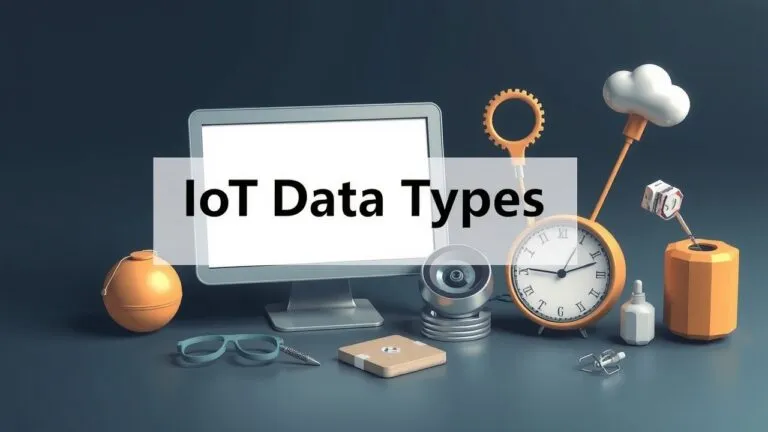 Infographic showing different types of IoT data, including sensor data, analytics, and examples.