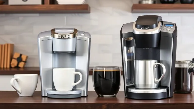 Comparison chart of different Keurig K-Cup coffee machine models, highlighting features, price, and brew sizes to help you choose the best one for your needs.