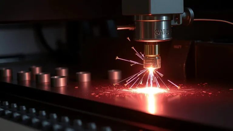 Nd:YAG laser cutting various materials, showcasing precision and versatility in aerospace, automotive, and medical applications.
