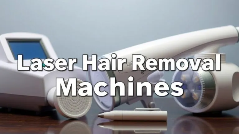 Different types of laser hair removal machines, including Alexandrite, Diode, Nd:YAG lasers, and IPL, with explanations of their suitability for various skin tones and hair colors.