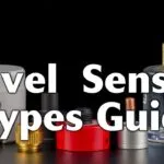 Infographic showing different types of level sensors, including point level sensors (float switches, capacitive sensors, ultrasonic sensors) and continuous level sensors (radar, hydrostatic pressure, capacitance). Factors to consider when choosing a level sensor are also shown, such as media type, environment, cost, and installation constraints.