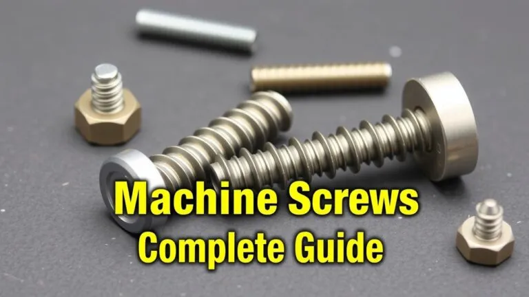 Guide to different types of machine screws, showing various sizes, head types, and drive recesses. Includes information on materials and applications.