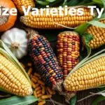 Different types of maize corn, including sweet corn, field corn, dent corn, flint corn, and popcorn, showcasing their unique characteristics and uses.