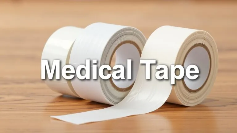 Different types of medical tapes, including wound dressing tape, first aid tape, and surgical dressings, shown for various applications and uses.