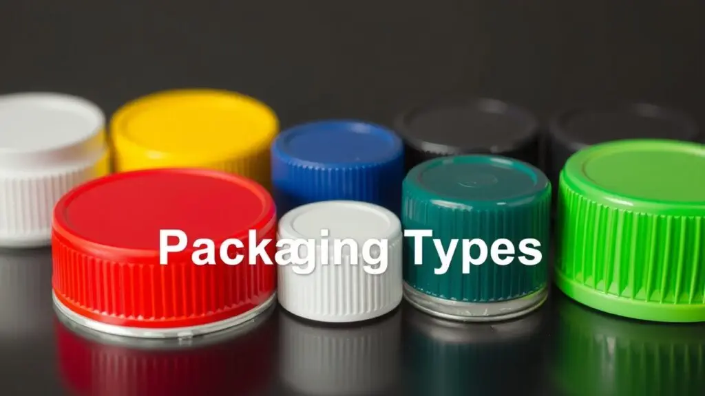 Different types of packaging closures, including screw caps, press on caps, snap on closures, tamper evident closures, and child resistant closures.