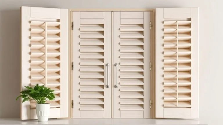 Faux wood plantation shutters offering durability and affordability, ideal for bathrooms, kitchens, and high-humidity areas. Easy to clean and maintain.
