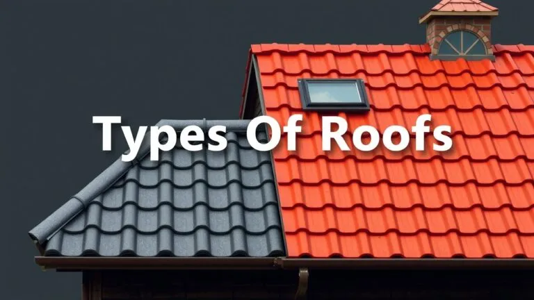 Infographic showing various types of roofs, including gable, hip, gambrel, shed, and flat roofs.