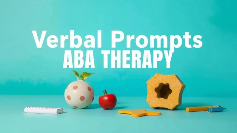 Infographic depicting various types of ABA prompts, including verbal, gestural, model, and physical prompts, with examples of each.