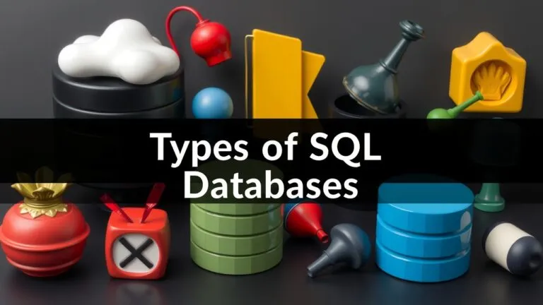 Infographic showing different types of SQL databases, including relational, NoSQL, and cloud options, with their features and examples.