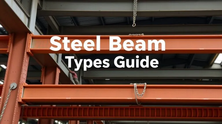 Different types of structural steel beams, including I-beams, channels, and angles, used in construction.