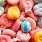 Various types of taffy candy, showcasing different colors, flavors, and textures.
