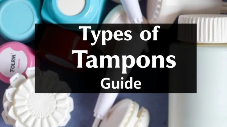 Infographic showing different types of tampons, highlighting absorbency levels and applicator options for choosing the right tampon for your menstrual flow and comfort.