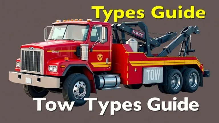 Different types of tow trucks, including flatbed, wheel lift, and others, ready to assist with vehicle recovery and transport.