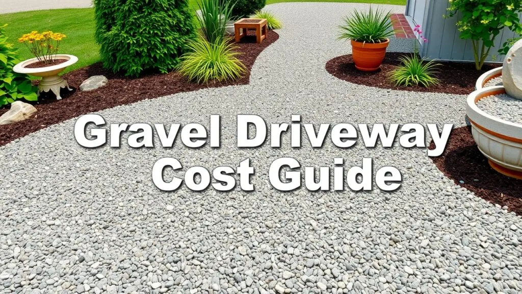Gravel driveway cost guide showing cost comparison of gravel vs asphalt vs concrete, along with installation steps and maintenance tips for a budget-friendly and low-maintenance driveway solution.