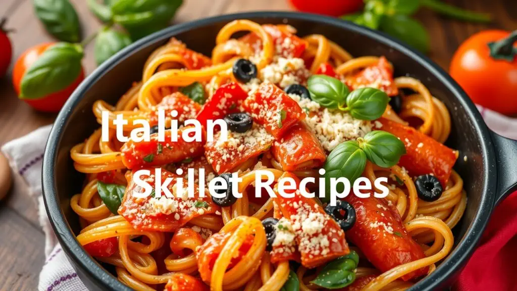Delicious Italian pasta skillet recipes with various pasta shapes, dietary adaptations, and serving suggestions.