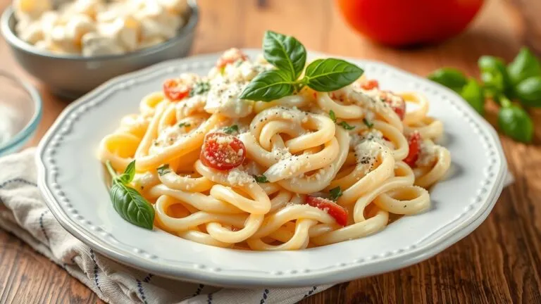 Delicious and easy one-pot Alfredo pasta recipes. Various pasta shapes and toppings shown in a creamy sauce.