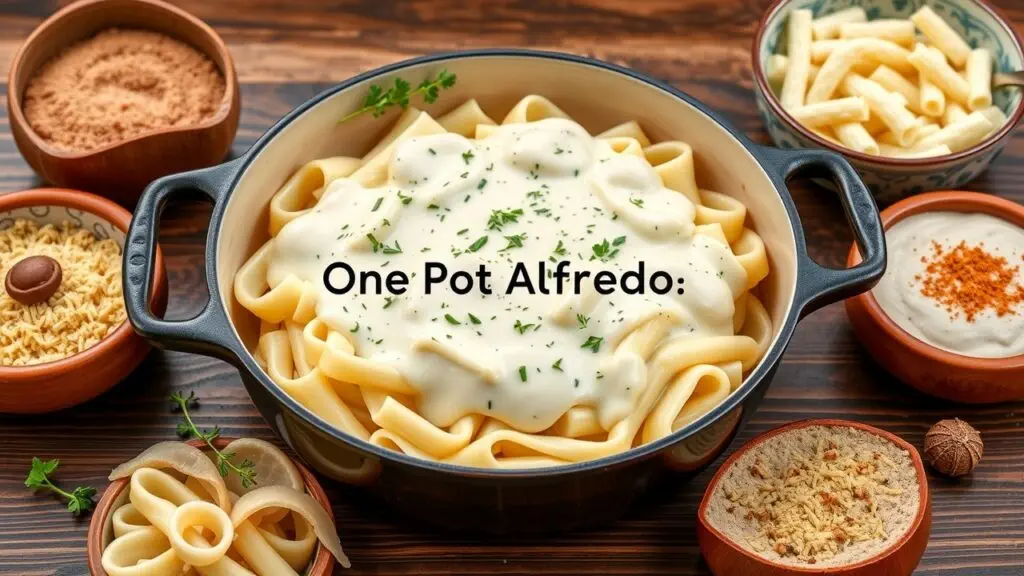 One-pot pasta recipes with various protein options, including chicken, shrimp, sausage, bacon, ham, chickpeas, and tofu.